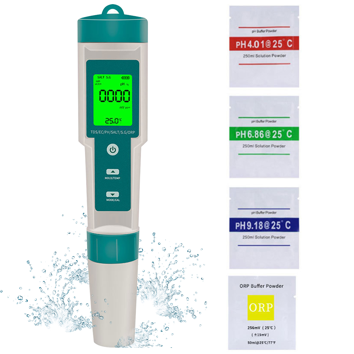 Ph Meter Digital Water Tester - 高精度デジタル水質計,高精度,液滴,ml,吸引,ec,temp,ソルト,s.g,tds,7 in 1