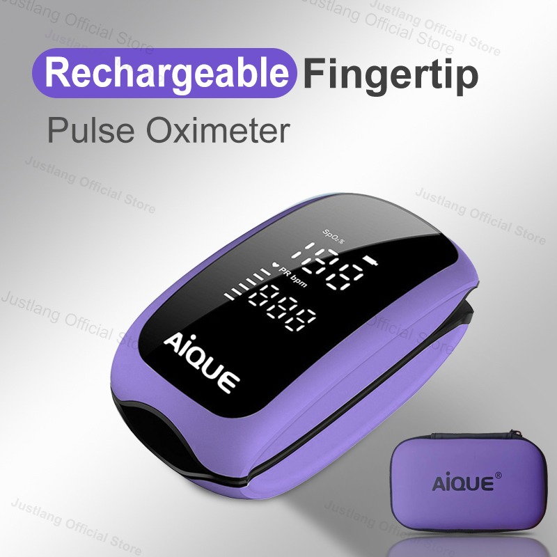 Pulse Oximeter Fingertip Rechargeable - AiQUE パープル充電式酸素濃度計医療ストラップストラップ指先パルス酸素濃度計血中酸素飽和度モニターデジタル LED