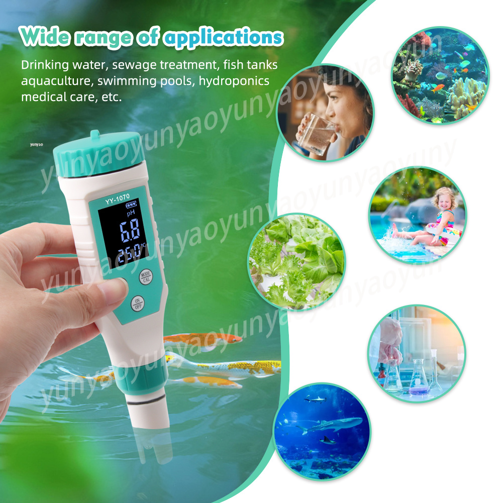 Ph Meter Digital Water Tester - 7 in 1デジタル水質テスターPH ORP EC TDS塩分温度FAC塩素メーター（プール、水槽、水耕栽培用）