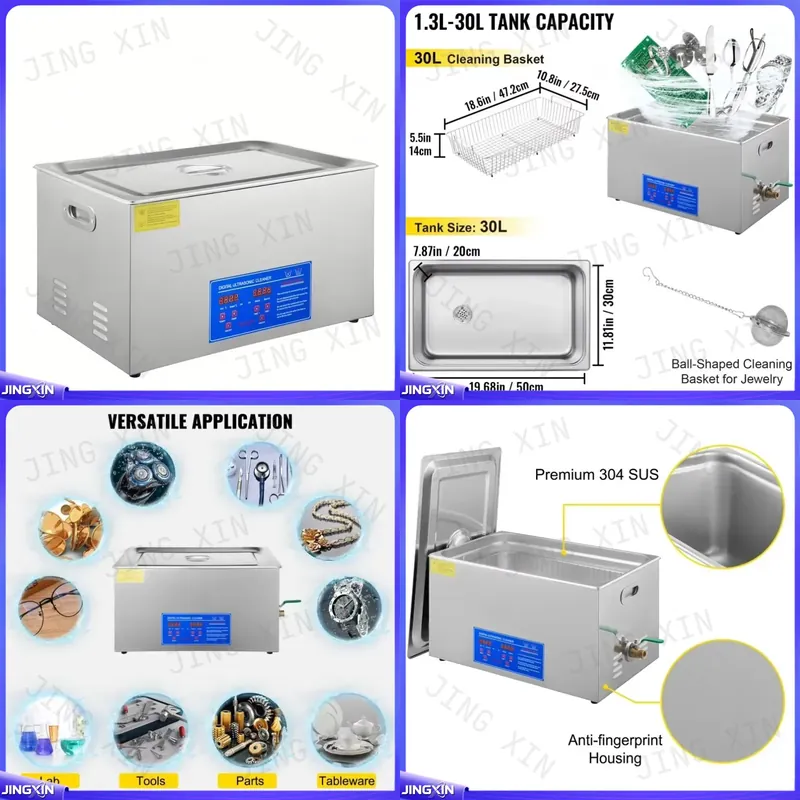 Ultrasonic Cleaner 30L Industrial - デジタル超音波洗浄機（1.3L～30L）ジュエリー・自動車部品洗浄機、工業用ラボ機器、EU倉庫向けカスタム製品