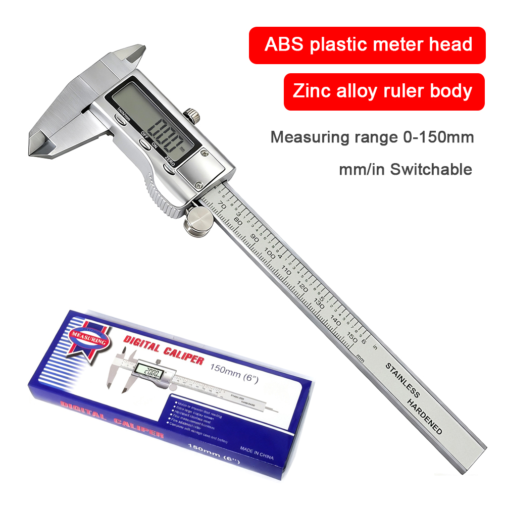 Digital Caliper 150Mm Stainless Steel - 0-150 ミリメートル亜鉛合金デジタルキャリパー金属キャリパープロフェッショナルバーニヤキャリパー測定ツール木工厚さゲージ深さ