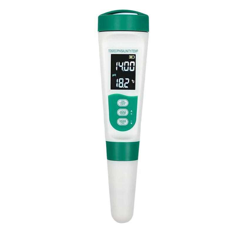 Ph Meter Digital Water Tester - AT02-5 In1 デジタル PH メーター高精度水質テスター PH/EC/TDS/塩分/温度計、飲料水用