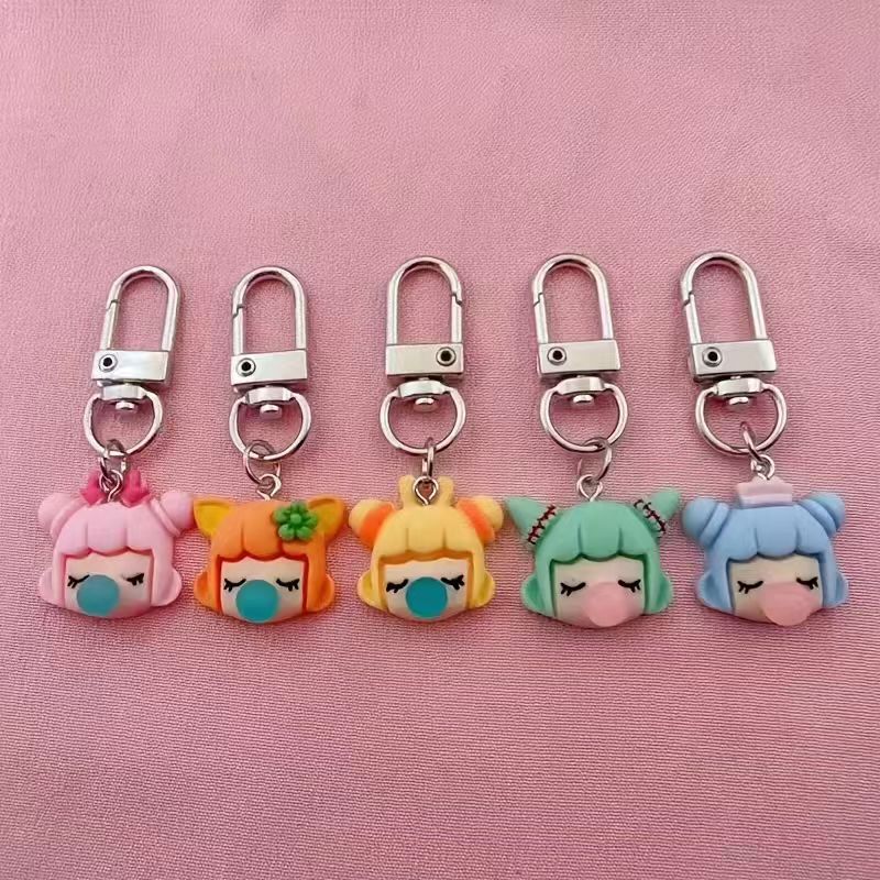 Packaging - 樹脂製の女の子キーホルダー5個セット、バッグや車のアクセサリーに最適、素晴らしいギフトの選択肢です。