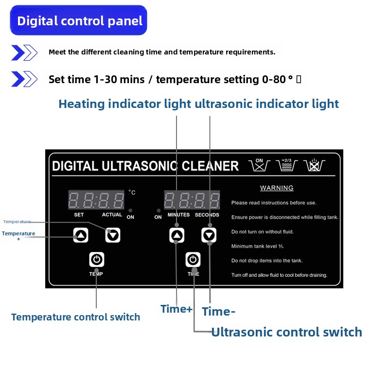 Ultrasonic Cleaner 30L Industrial - 30L高出力業務用超音波洗浄機 工業用加熱タイマー付きステンレス洗浄機