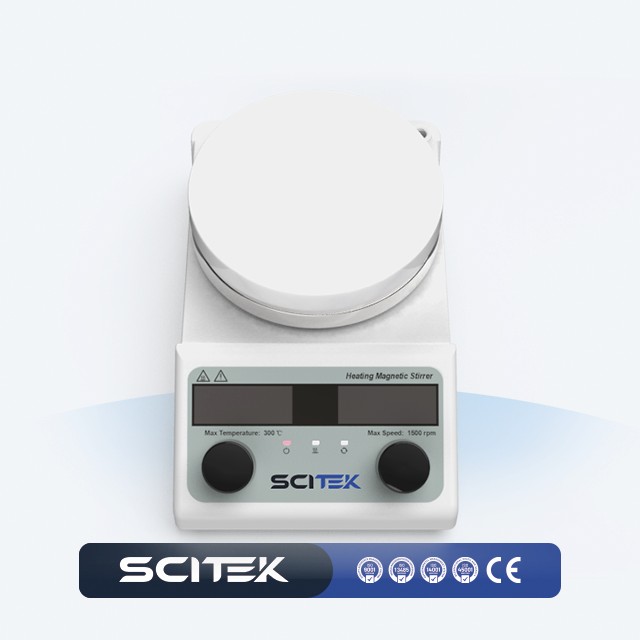 Lab Magnetic Stirrer Hot Plate - ホットプレート磁気スターラー 138x138 mm 作業プレート寸法 LED ディスプレイ