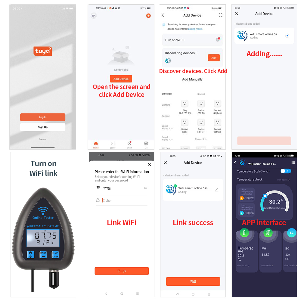 Tuya-WiFi水質計,5 in 1,オンラインテスター, - Ph Meter Digital Water Tester のレビューと価格