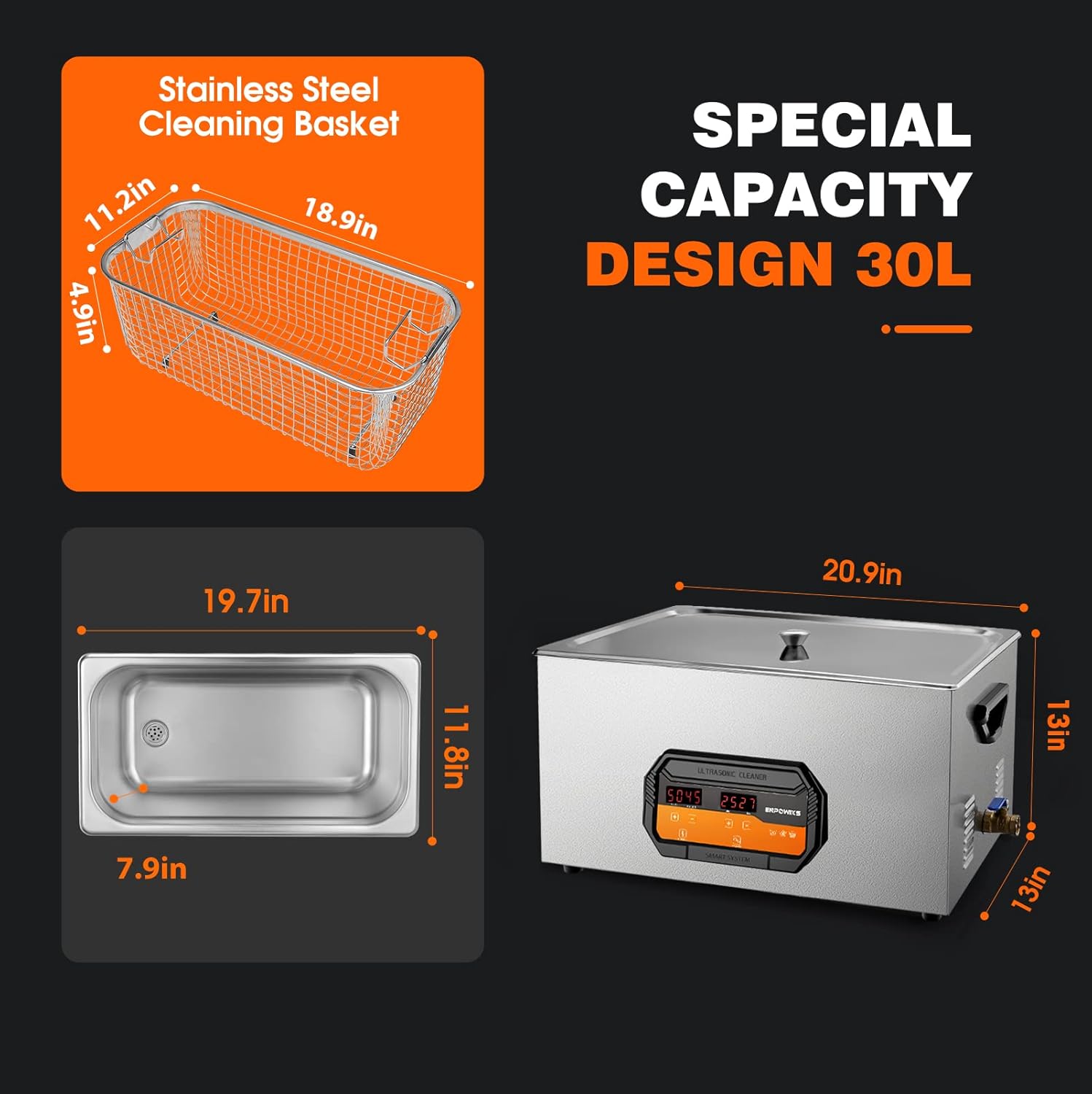 ACMESONIC 600W 40kHz 超音波クリーナー  - Ultrasonic Cleaner 30L Industrial のレビューと価格