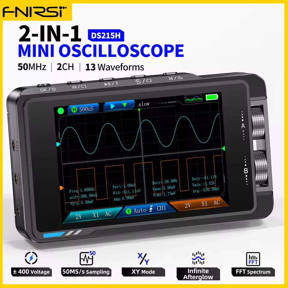 FNIRSI DS215H ハンドヘルド小型HDスクリーンデ - Fnirsi Digital Oscilloscope Handheld のレビューと価格