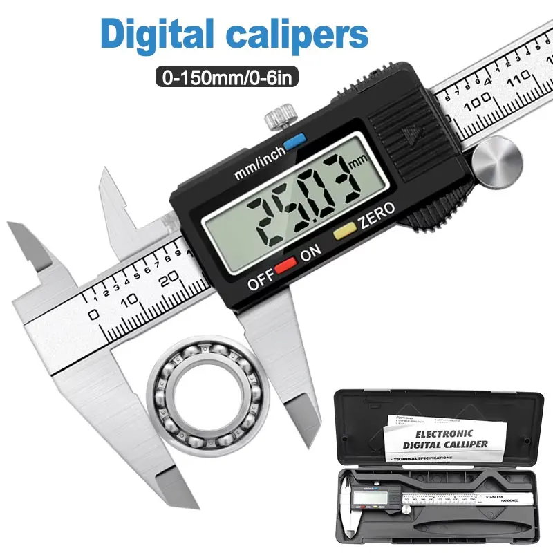 高精度デジタルノギス - 電子表示厚さ計 - 工業用グレード - Digital Caliper 150Mm Stainless Steel のレビューと価格