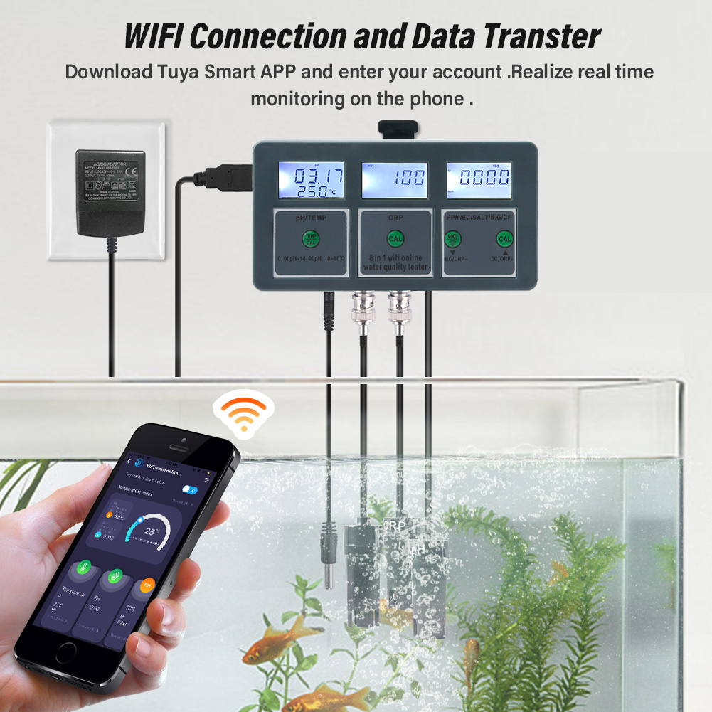 YAGO 8 in 1 WiFi水槽水質テスター スマートP - Ph Meter Digital Water Tester のレビューと価格