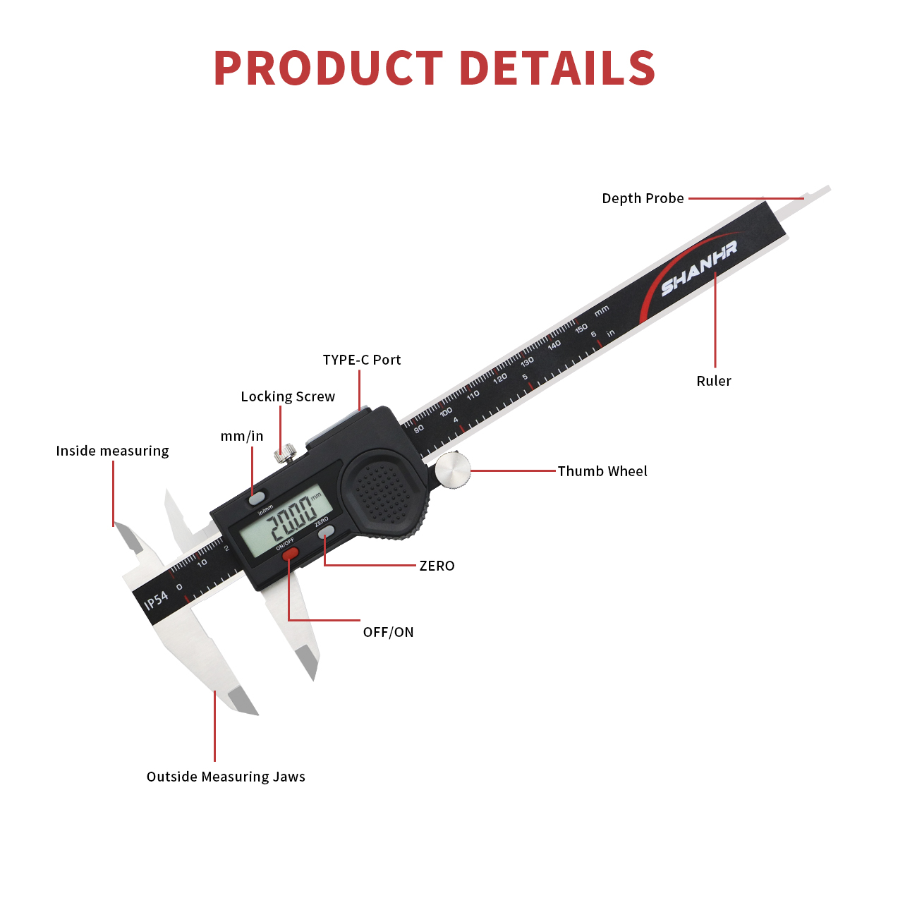 SHANHR IP54防水デジタルキャリパー ステンレス鋼電 - Digital Caliper 150Mm Stainless Steel のレビューと価格