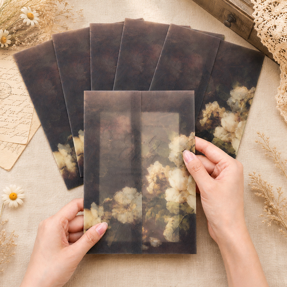 20/50枚入りプレフォールドベラムジャケット、結婚式の招待 - Packaging のレビューと価格