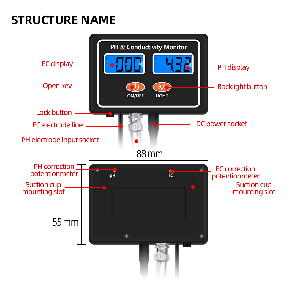 スイミングプール用水質計,オンラインPHおよびEC導電率モニ - Ph Meter Digital Water Tester のレビューと価格