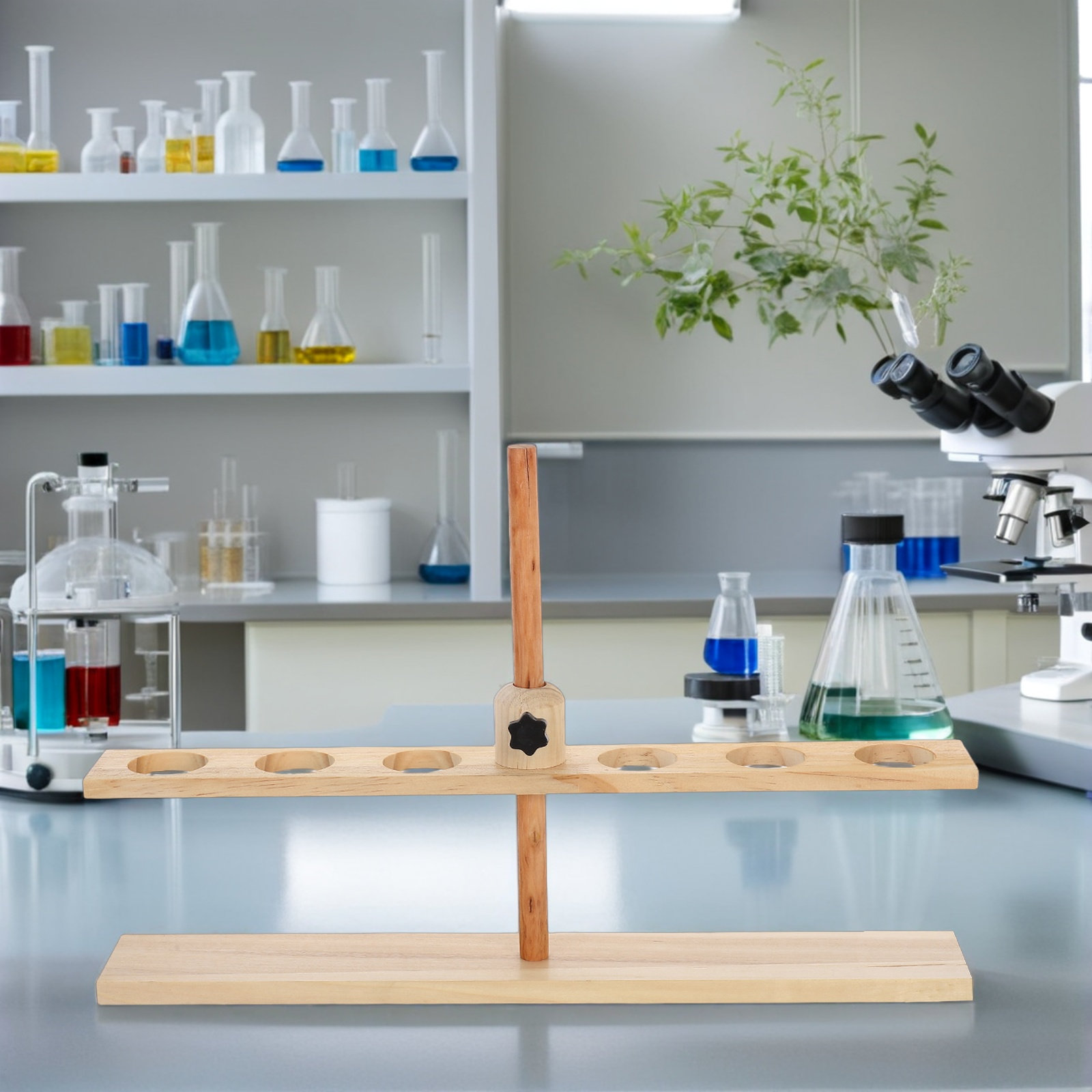 6穴木製漏斗スタンド 高さ調節可能 実験器具台座 化学実験室 - Lab Equipment のレビューと価格